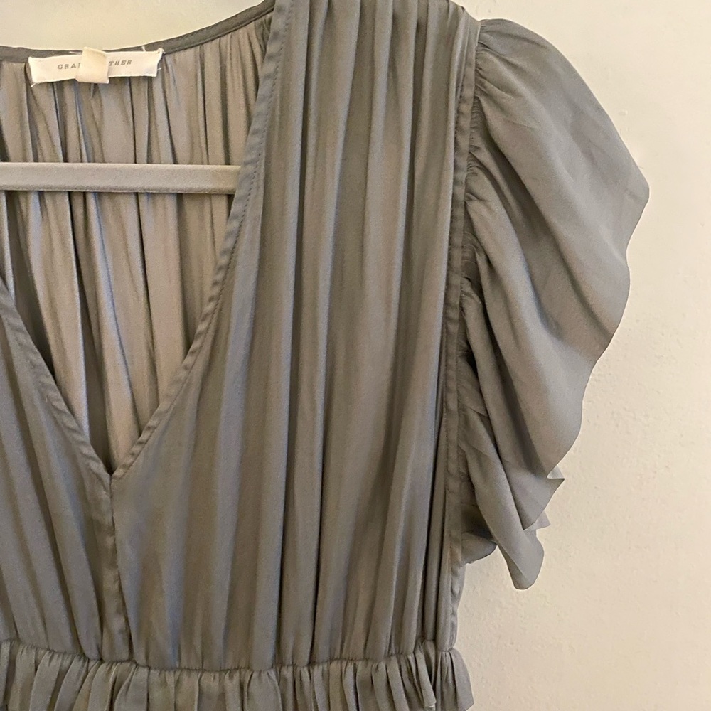 GRADE + GATHER GRAY RUFFLE MIDI DRESS - Picture 4 of 5